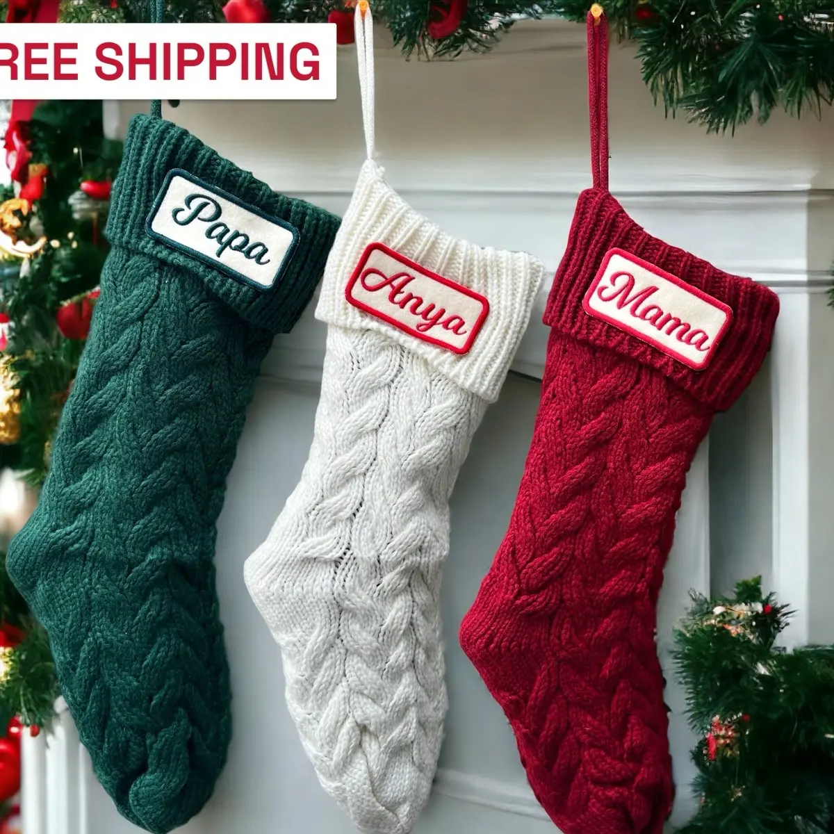 Personalized Knitted christmas stockings Ornaments Decor Decoration