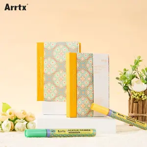 Arrtx Watercolor Sketchbook 3.86"x5.35" Hardcover Journal Notebook with Floral Design & Acrylic Marker Included