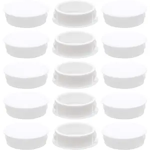 15PCS 32mm(1 1/4) White Plastic Flush Type Snap-in Locking Hole Plugs, Insert End Caps for Furniture Fencing Post Pipe Tube