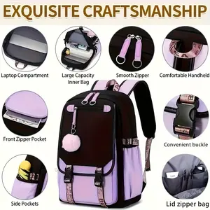 Trendy Large Capacity High School Backpack Unisex Fashion Casual Shoulder Bag Waterproof Student Bag, Zipper Backpack, Youth Backpack, Stylish and Durable