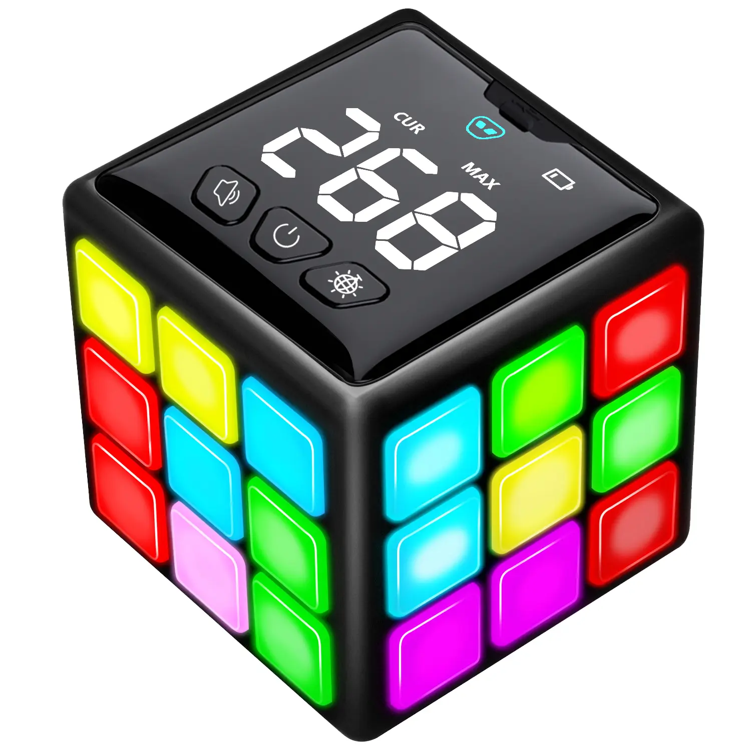 Rechargeable Game Cube - 15 Fun Brain & Memory Games with Score Screen - Christmas, Easter, Birthday Gift for Boys & Girls Ages 6+ - Toy Gift for Kids & Teens (Black)