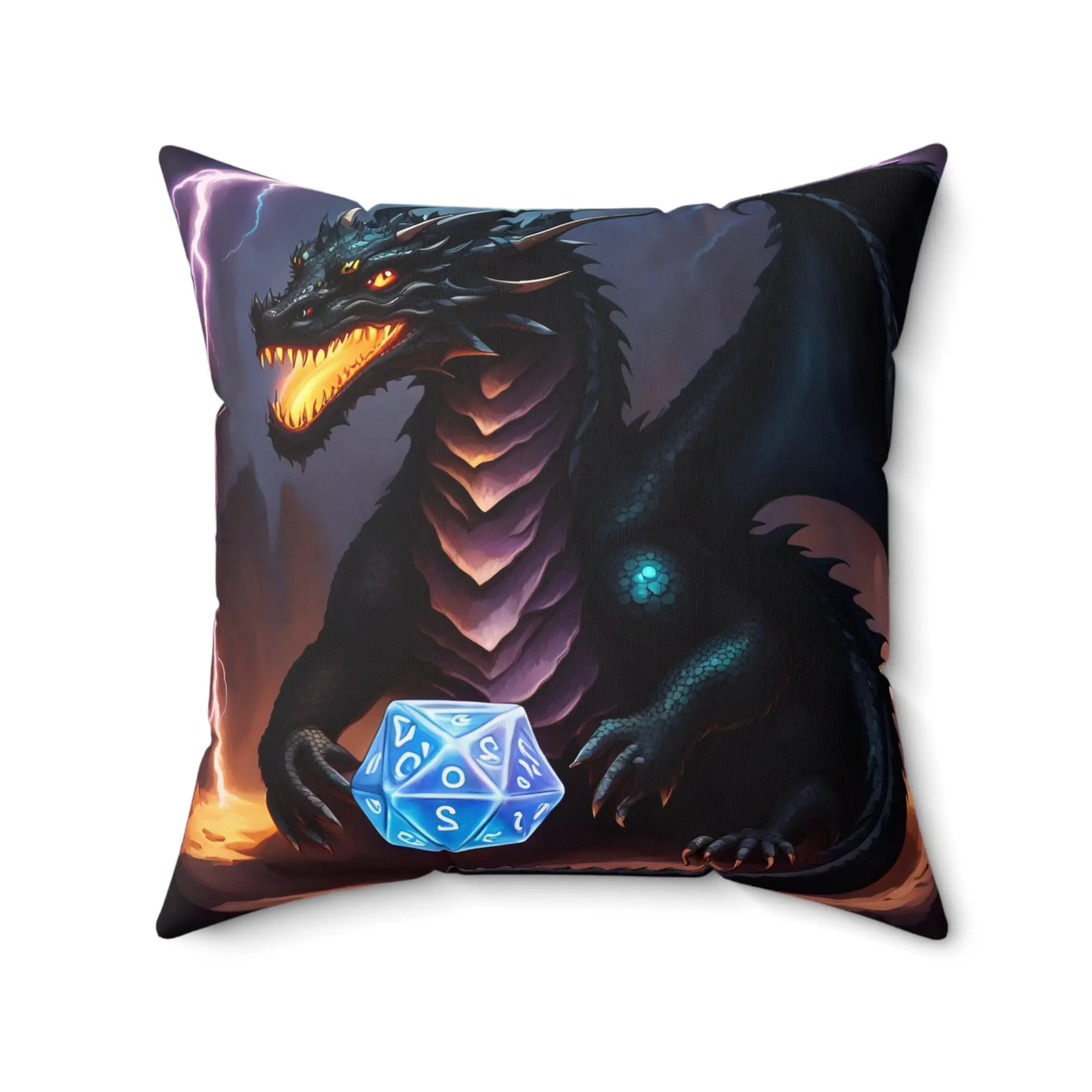 DnD Dragon and Dice Throw Pillow/Spun Polyester Square Pillow