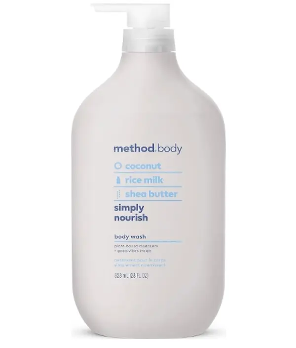 method Body Wash, Simply Nourish, 28 fl oz | Soothing Formula, Leaves Skin Feeling Soft & Moisturized, Made Without Parabens, Notes of Coconut, Rice Milk & Shea Butter