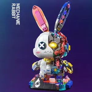 Cyberpunk Rabbit Building Block Toy, Mechanical Animal Assembly Set for Kids, STEM Learning, Desk Display, and Creative Play