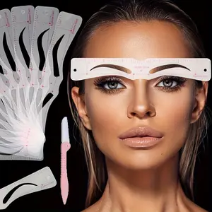 Reusable Eyebrow Stencil Set with 12 Templates & Eyebrow Pet Scissors for DIY Makeup Tools Guide to Shape Eyebrow Shape Easy to Use Plastic Cosmetic Brush Cleanser