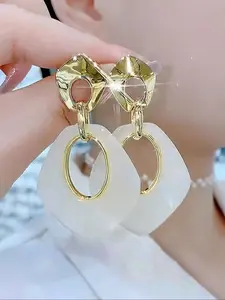 Elegant French Inspired Geometric Dangle Earrings for Women, Perfect for Parties & Events, Stylish Fashion Jewelry Accessory