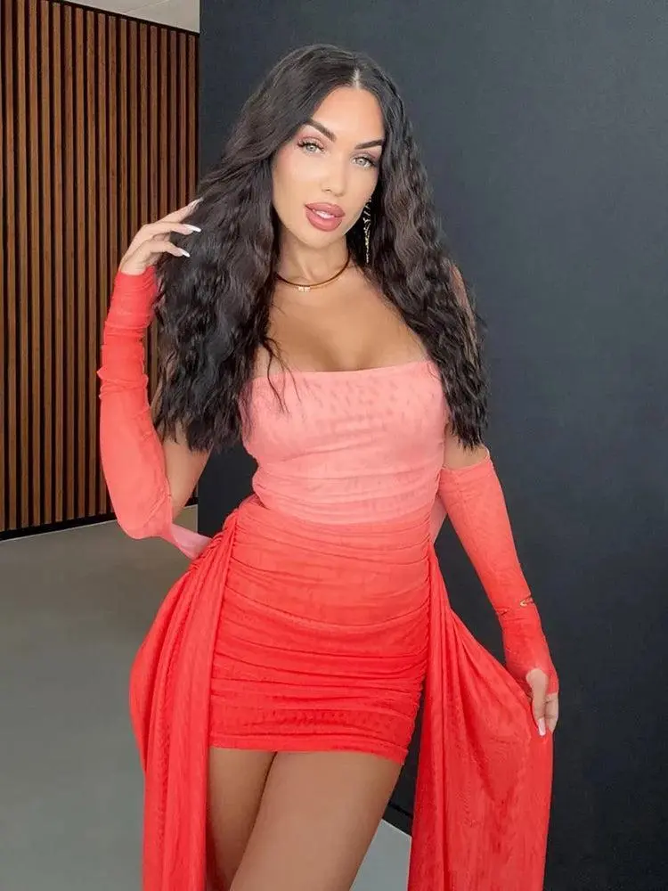 Women's Serenzy Aurora Curve Chest Wrap Mini Dress - Long Sleeve Pullover, Stretchy Soft Smooth Polyester Spandex Blend, Solid Modern Fit, Strapless Option, Above the Knee Formal Party Wear for Summer Parties, Date Nights, Sexy