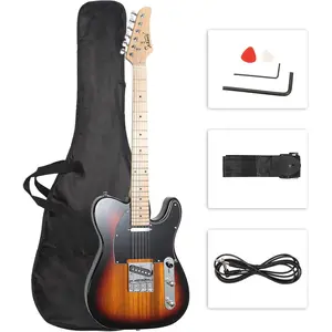 GLARRY 39" GTL Electric Guitar for Music Lover, SS Pickups Maple Fingerboard with Accessories Pack Guitar Bag (Sunset)