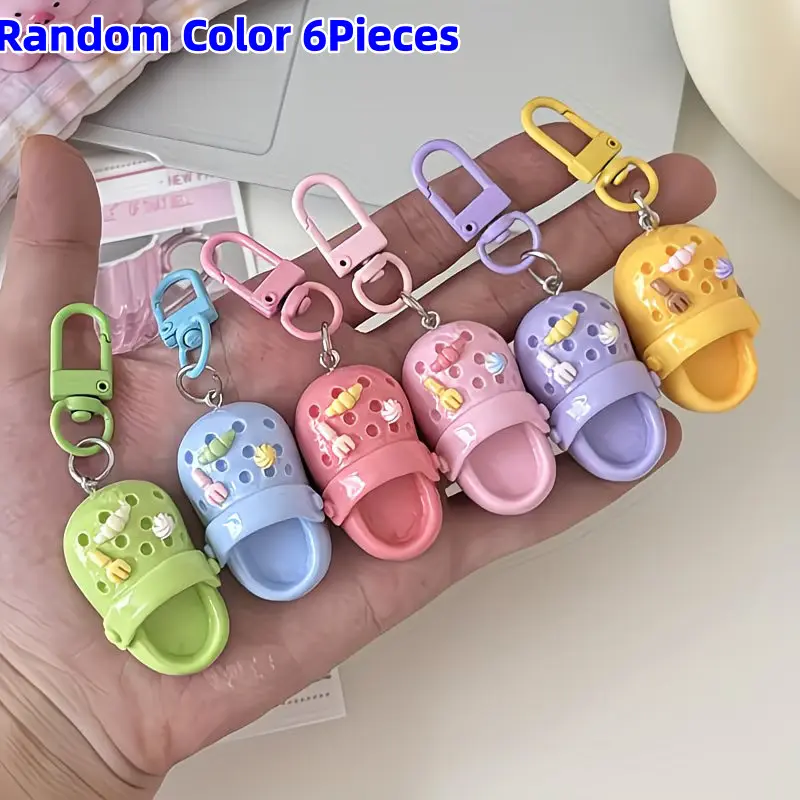 6 Pcs Trendy Cute Keychain Set, Creative Resin Slide Buckle, Perfect for Bags and Backpacks, Ideal Gift for Couples and Friends, Keychain for Purse