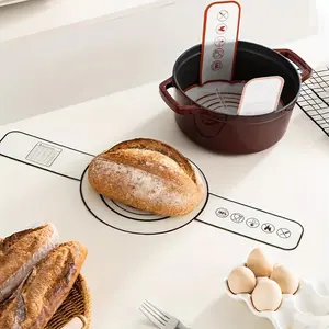 2 Piece Set, Silicone Baking Mat for Dutch Oven Bread Baking Non-stick Baking Mat with Long Handle, 8.4 Inch Reusable Silicone Baking Sheets, Heat Resistant Baking Bread Pad for Dough Pastry Baking Supplies