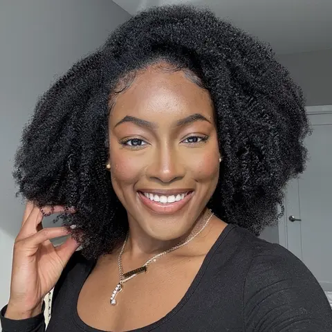 HerGivenHair Women's 4B-4C Afro Kinky Glueless Adjustable Human Hair Half Wig - 3 In 1 Drawstring Ponytail Headband Wig, 16 Inches, 160g, Average Size, Heat Resistant, Beginner Friendly for Black Girls, Sohochic