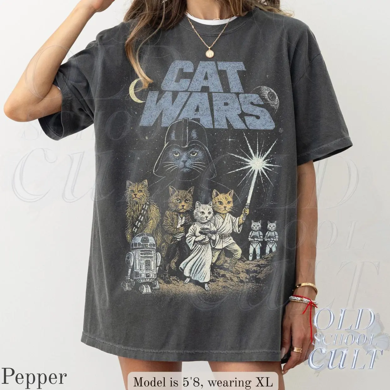 Cat Wars Vintage 90s Graphic Shirt, Retro Space Cat Comfort Colors® Tee, Funny Cat Warrior Shirt, Cat Lovers Gift, Sci-fi Top