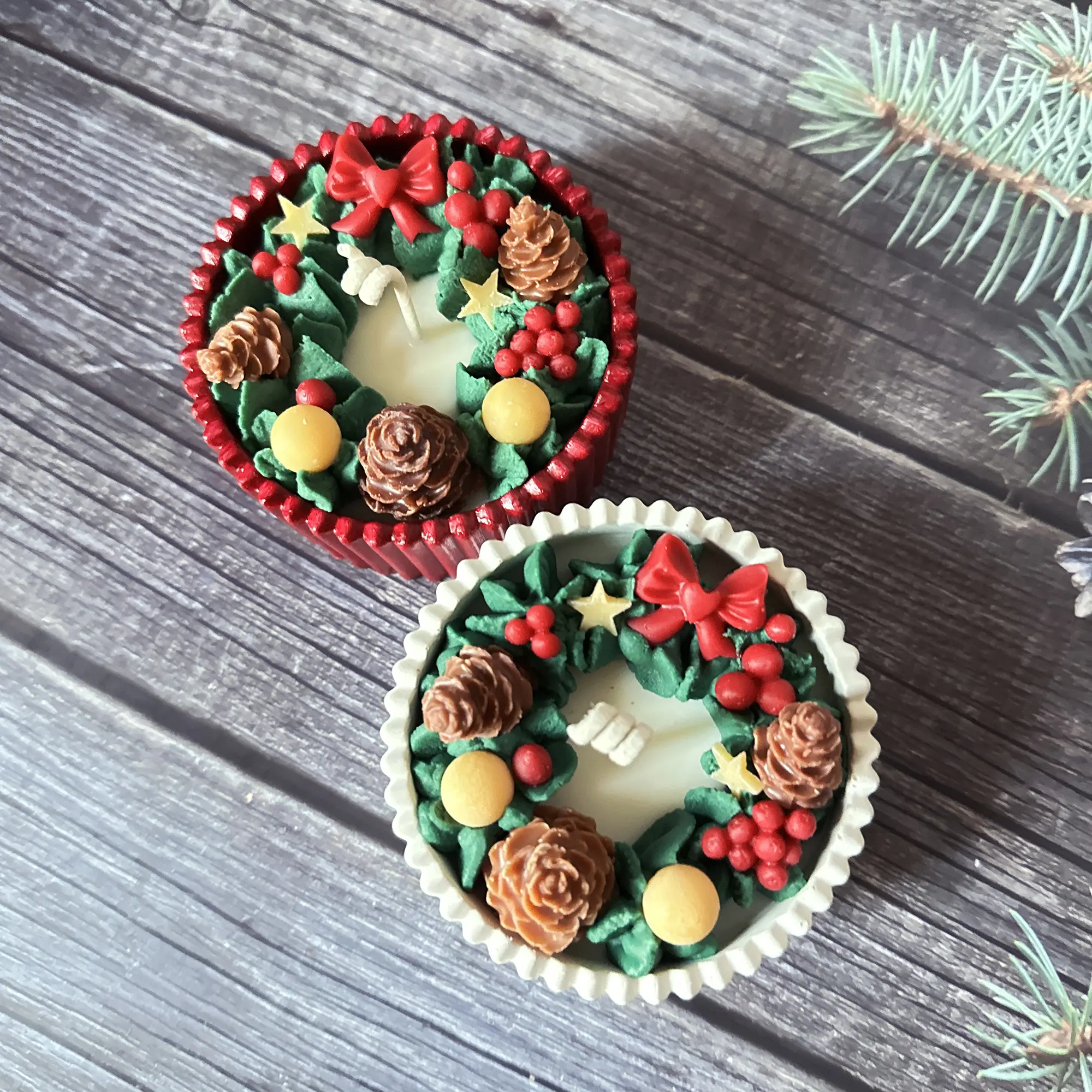 Lumiine Christmas Wreath Candle Decor Christmas Gift Winter Candle Christmas Candle Home Decor
