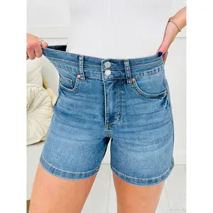 Judy Blue Game, Set, Match Tummy Control and Cooling Double Button Shorts