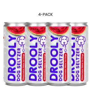 DROOLY Dog Beverage by Yappy Hour - Organic Watermelon-Infused Water, 4x12oz Cans, Non-Alcoholic Dog Beverage, Supports Rehydration