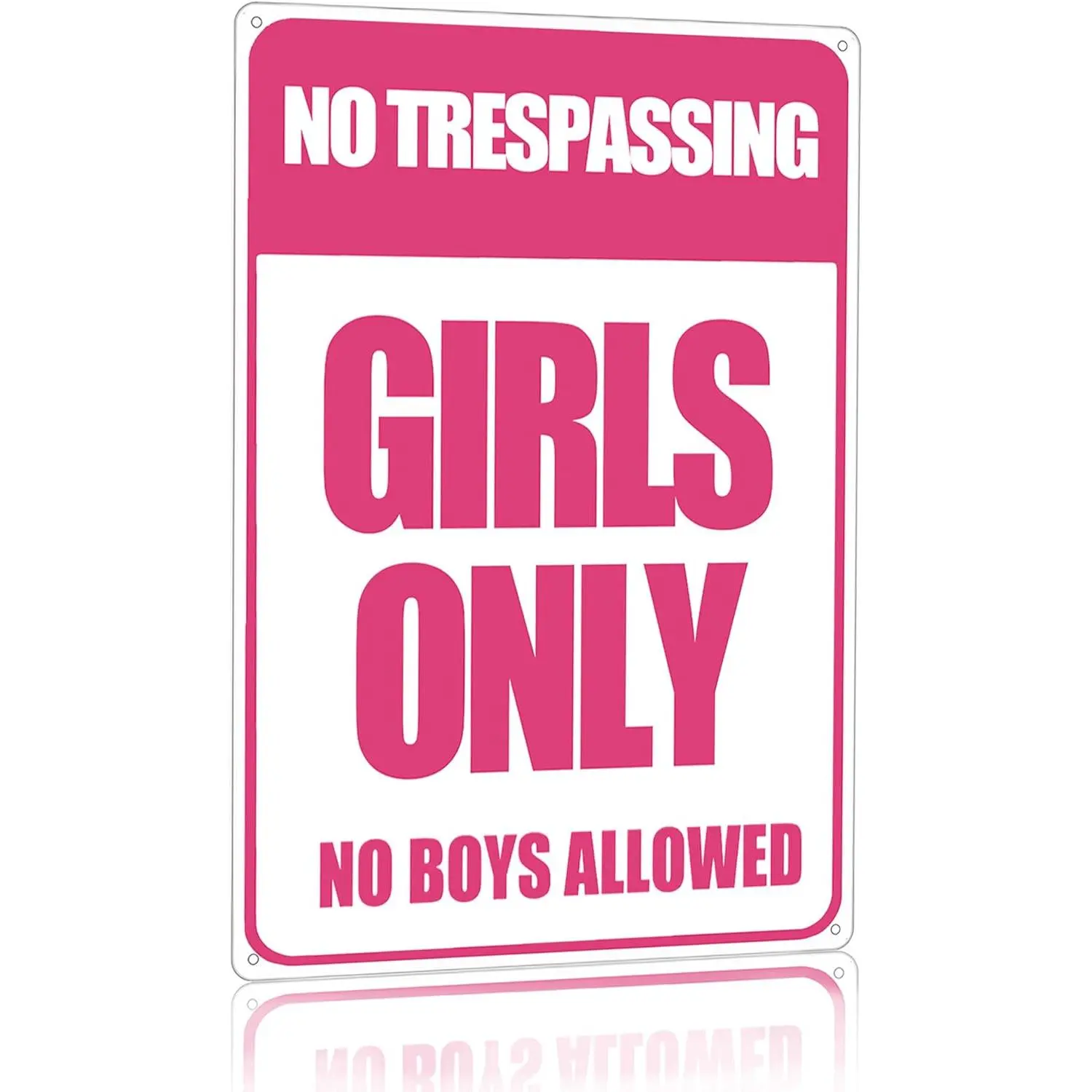 Funny Girls-Only No Trespassing Metal Sign, 8x12 in Novelty Room Decor Plaque for Girls' Cave, Home Goods House Decor Wall Art (3010)