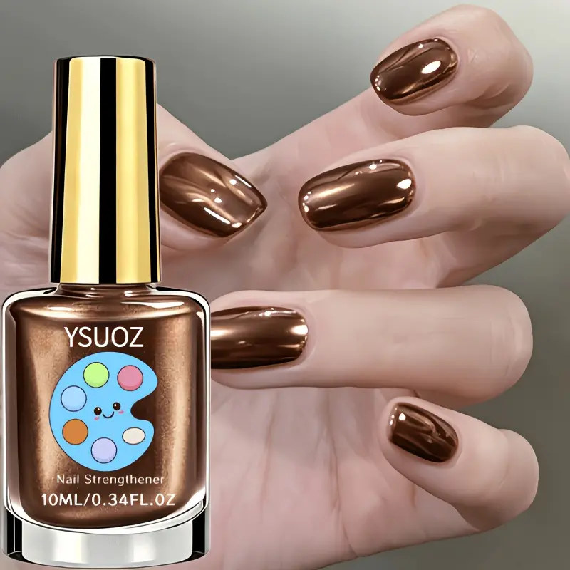 Metallic Mocha-Brown Nail Polish - Nail Art, Fast Dry, No-Lamp Needed, Keratin-Infused, Mirror Shine, Nourishing, Long-Lasting High-Gloss Finish