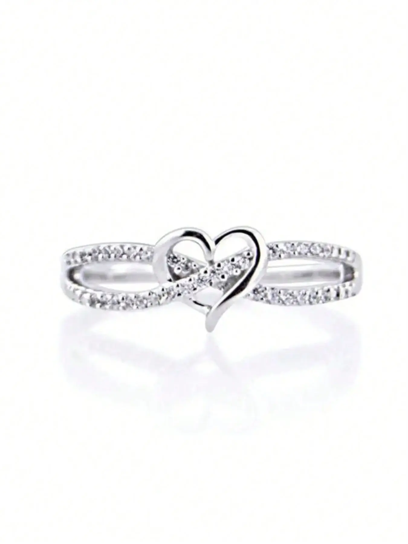 1 PC Romantic Cubic Zirconia Heart Design Ring For Women For Engagement Party Jewelry Valentine's Day Gift Heart Cluster Ring Heart Shaped Ring Cubic Zirconia Rings Beautiful Rings