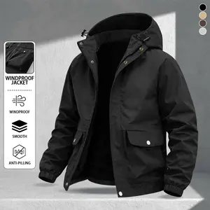 Men's multi-color hooded tooling jacket, windproof and waterproof fabric, multi-pocket design, outdoor functional wind, daily street, commuting adaptation, trendy and versatile personalized spring and summer coat