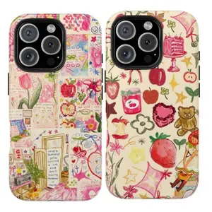 iPhone Case – Art Journal Style Cover with Flowers, Floral Doodles, Handwritten Letters – Trendy Cute Phone Accessory, Gift for Her, Compatible with iPhone 7, 8, X, XS, 11, 12, 13, 14, 15, 16, 17, Samsung 21, 22, 23, 24, 25