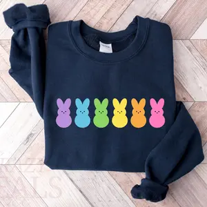 Peep My Easter Bunny Peeps Graphic Sweatshirt, Candy Peeps Egg Hunt, Eggs and Bunnies Rainbow Easter Sweatshirts for Men & Women
