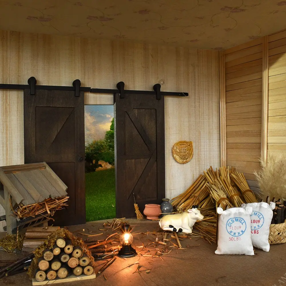 Black Vintage Wooden Dollhouse Door Window Model, Miniature Partition Sliding Door, Perfect for Dollhouse Home Scene, Ideal Gift, Doll Accessories Gift