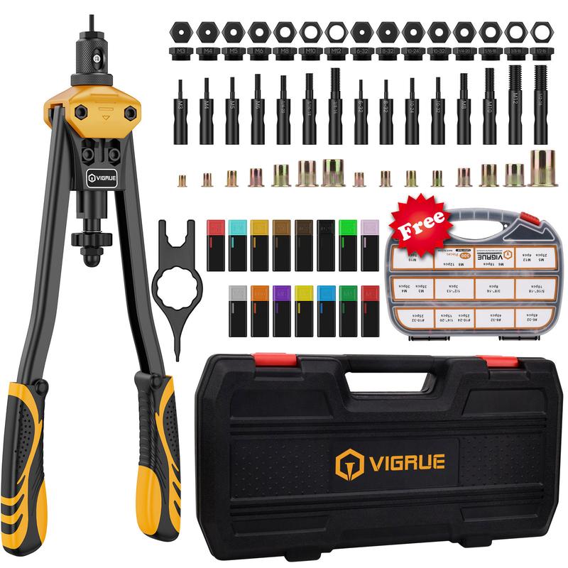 VIGRUE 16'' Rivet Nut Tool Kit Nutserts Rivnut Hand Tool Set with 15PCS ...