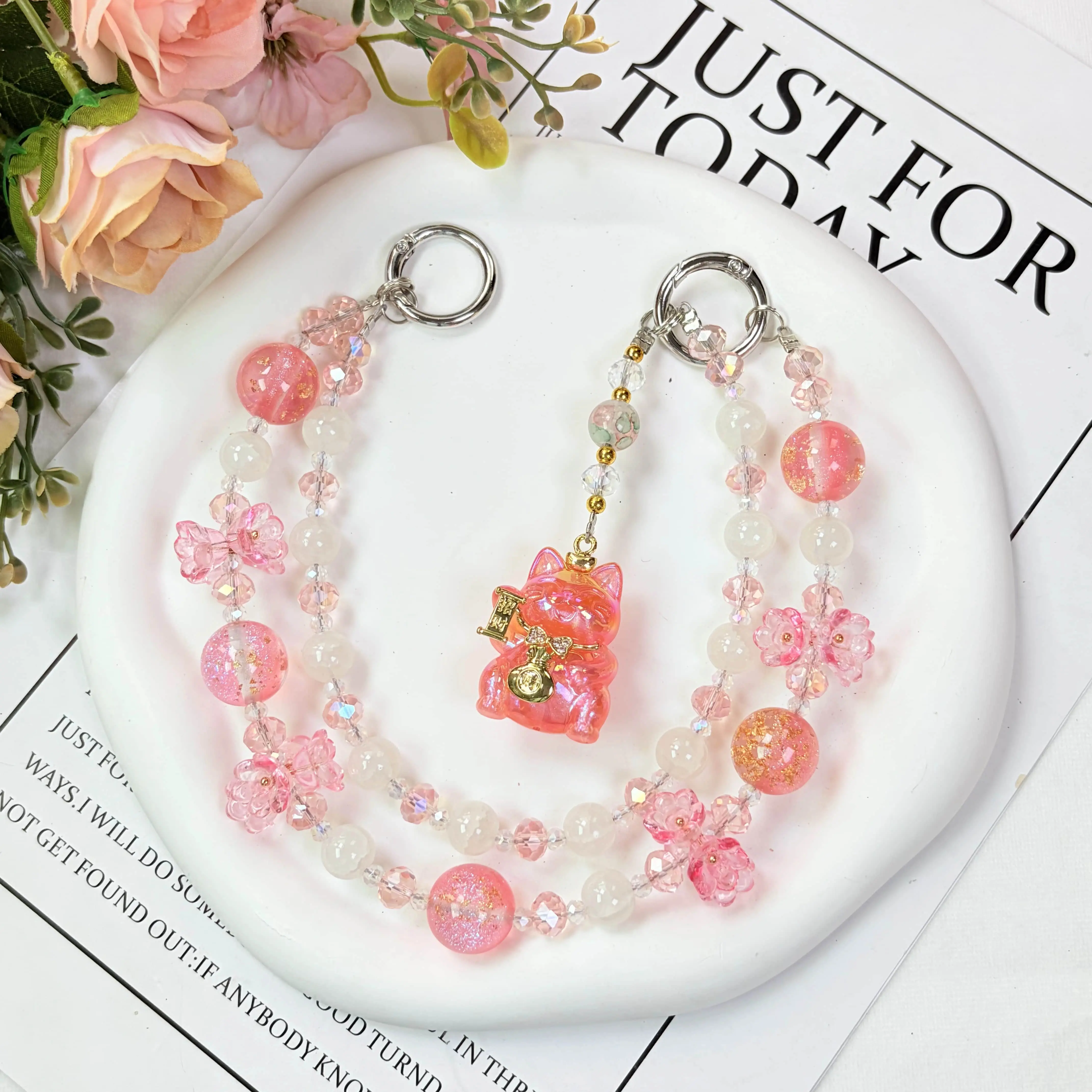 Fortune Cat Style Bag Charm,Delicate Handbag Pendant Accessory for Women, Detachable Bag Charm,Pretty Holiday Gift,Ideal Birthday Gift for Girls & Women,Summervibes