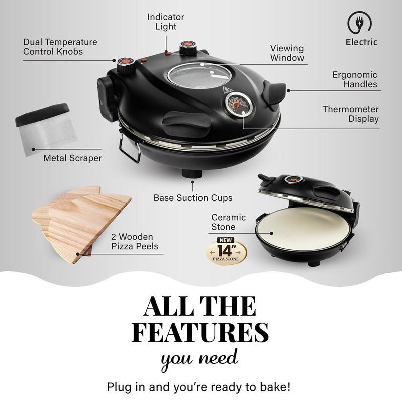 [New] Piezano XL 14" Pizza Oven - Granitestone - 800° Countertop Brick Pizza Oven