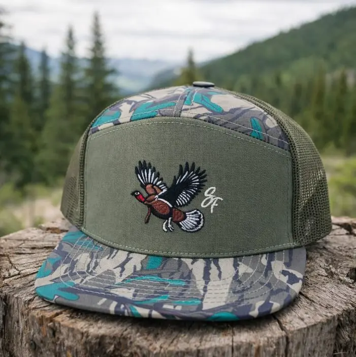 [ BUY 1 GET 1 GIFT HAT] Southern Feth Hunting Trucker Hat Flying Pheasant Design Camouflage Mesh Cap for Outdoor Enthusiasts
