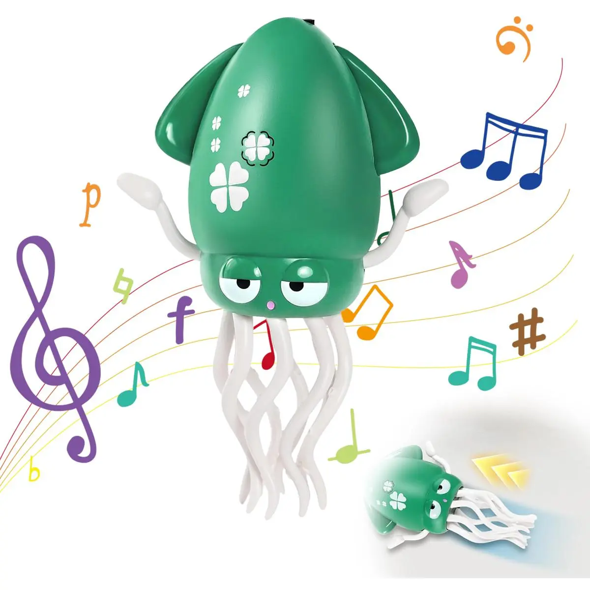 LED Lights Playful Squid Toy for Toddlers 2+ - 3-6 Years Sensory Development, Interactive, Collision Avoidance, Obstacle Sensing, Bright Colors, Indoor Use, Shockproof, Rounded Edges - Ideal Gift, Stocking Stuffer
