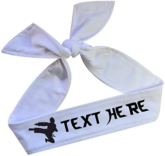 Personalized Martial Arts Headband with Kicking Man Silhouette - Taekwondo Karate Vinyl Design