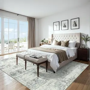 8x10 Modern Abstract Modern Geometric Pattern Area Rug - Washable, Soft, Neutral, Non-Slip, Stain-Resistant, Thin Indoor Carpet for Living Room, Bedroom, Home Office Grey