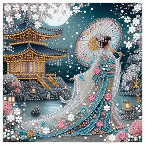Ancient Style Woman Pattern DIY Diamond Arts Colorful Painting Kit without Frame, 5D Special Shape Diamond Art Kit for Beginners, Wall Art Decor for Home