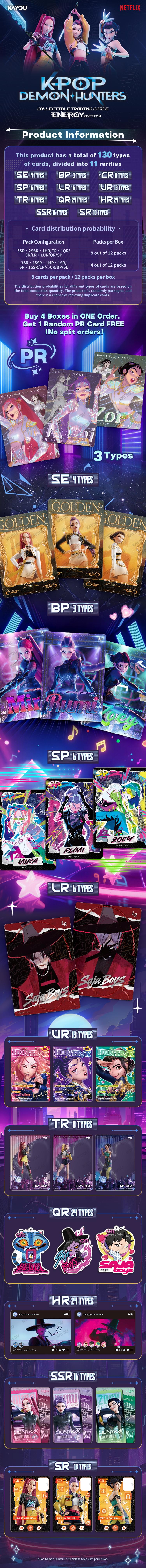 [SEALED] KAYOU KPop Demon Hunters Energy Theme Collectible Non-Sports Trading Cards - Sealed Pack Reveal Display Box