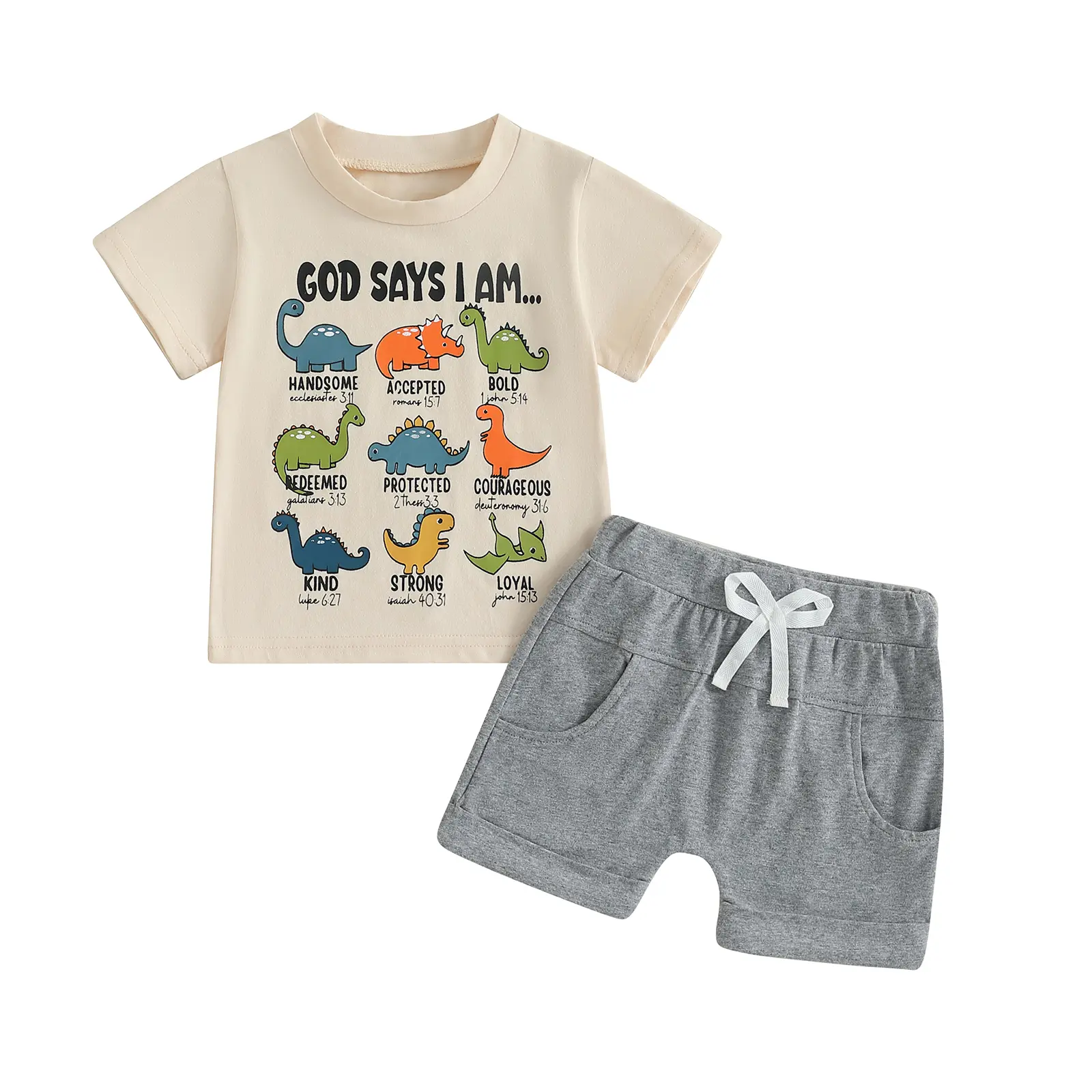 Toddler Boys Summer Clothes Infant Dinosaur Outfit Short Sleeve T Shirt Shorts Sets 6 12 18 24 Months 2T 3T 4T