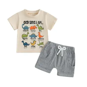 Toddler Boys Summer Clothes Infant Dinosaur Outfit Short Sleeve T Shirt Shorts Sets 6 12 18 24 Months 2T 3T 4T