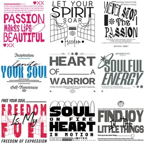 Modern Inspirational Quote Heat Transfer Stickers, DIY Fashion DTF Transfers for Clothes, Perfect for Hoodies, T-Shirts, Hats & More