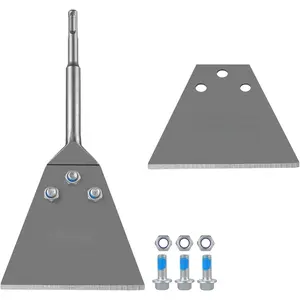 SDS Plus Floor Scraper Kit, 5 Inch x 11 Inch Tile Removal Tool SDS Plus Chisel Bit Heavy Duty for Rotary Hammer Drill, Thinset Vinyl Scraper Adhesives Remover with Replacement Balde FS22510