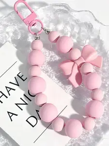 Cute Bowknot Decor Beaded Keychain, Fashionable Keychain for Women & Girls, Trendy All-match & Exquisite Keychain for Birthday Gift