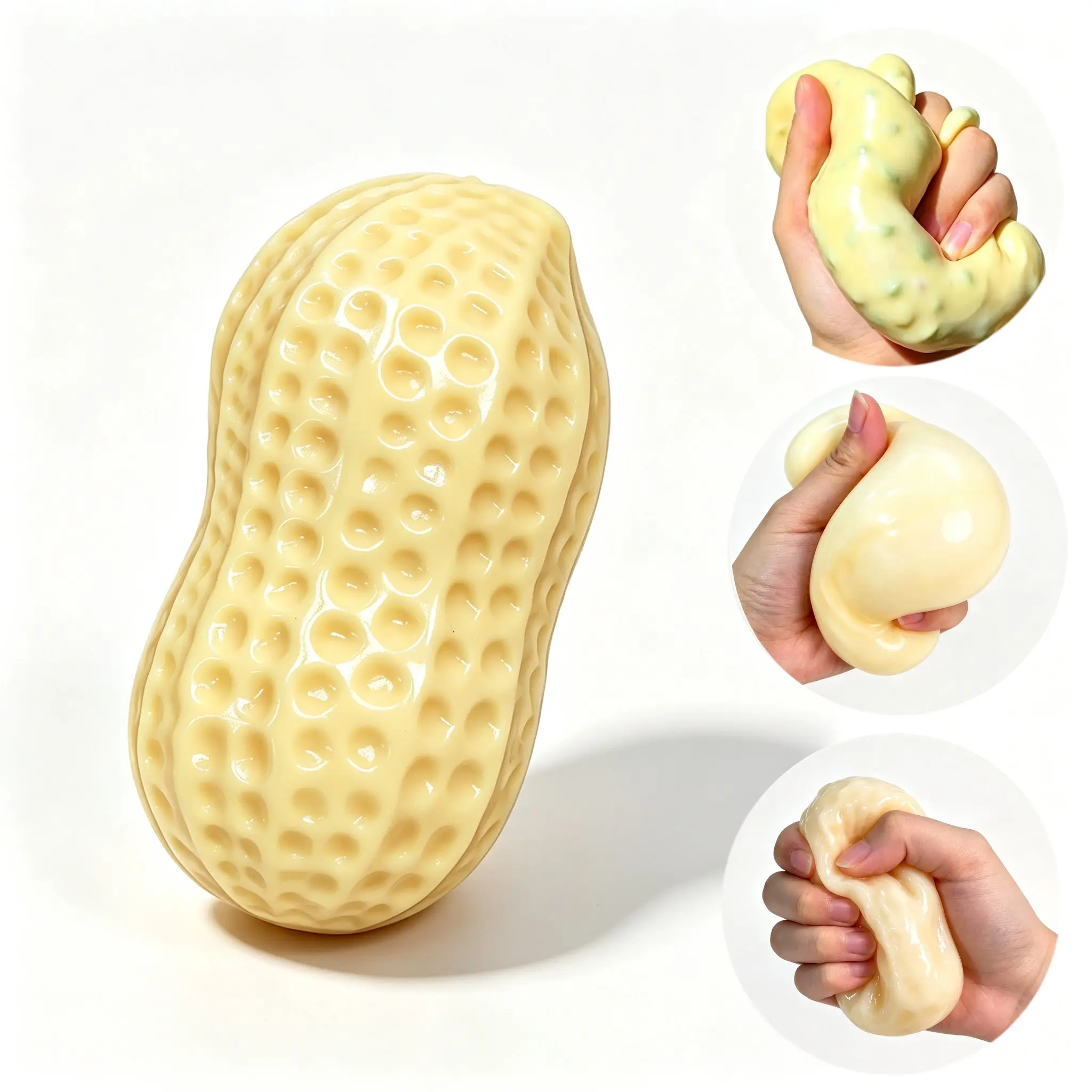 Peanut Squishy Fidget Toy – Crunchy ASMR, Flour Dough, or Gel Fill – Palm-Size Sensory Stress Reliever for Desk, ADHD, Teens & Adults