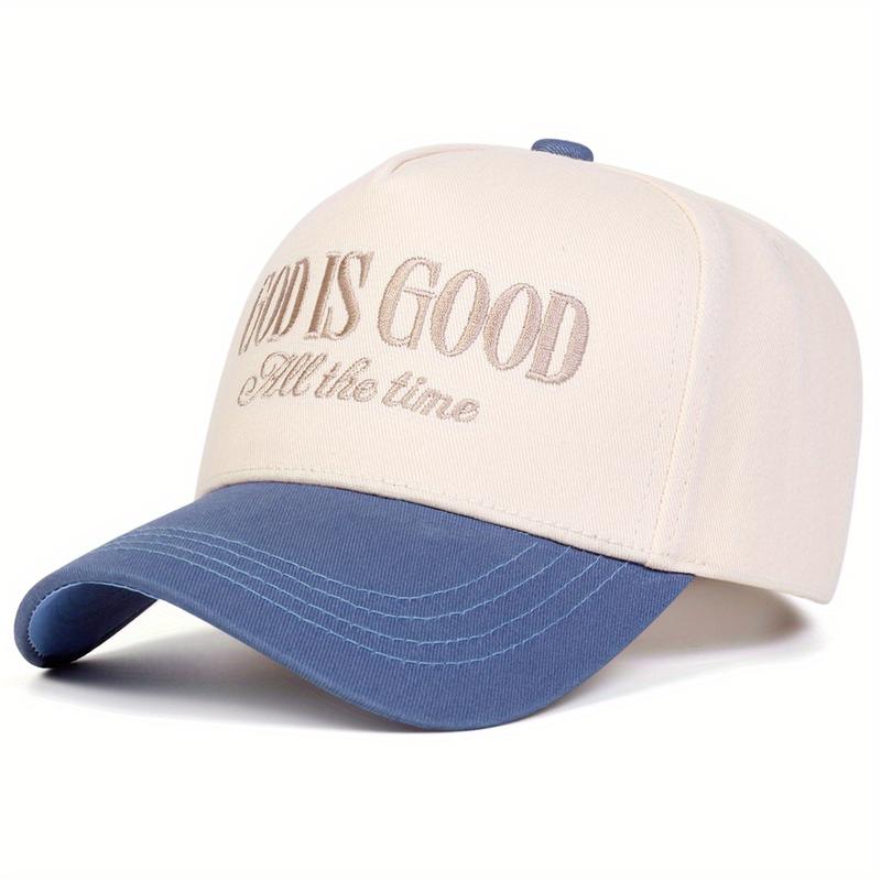 Unisex GOD IS GOOD Letter Embroidered Patchwork Five-sided Baseball Cap Outdoor Adjustable Sunscreen Leisure Hat Spring Autumn Travel Tourism Beach Vacation