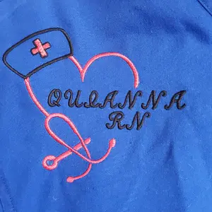 Custom Stethoscope/name Embroidered Design on Women's Scrub Top Shirt