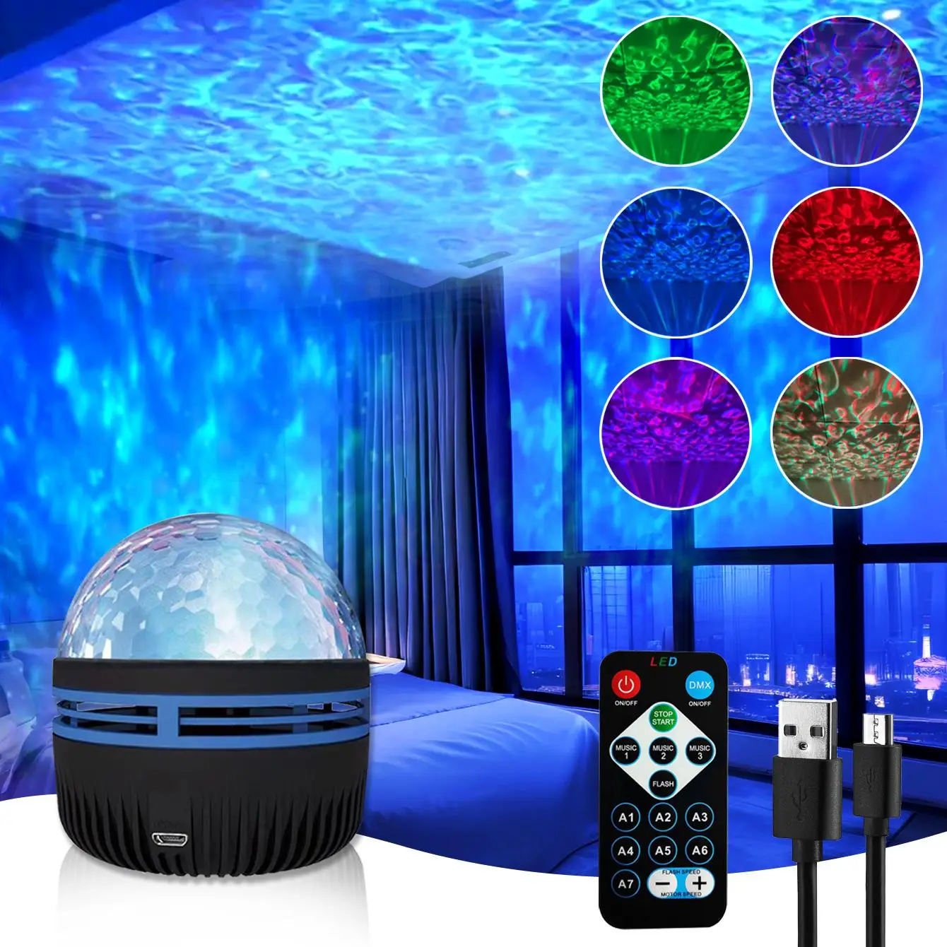 Starry Sky Projector Light, 1 Set USB Powered LED Starry Sky Aurora Projector Light with Remote Control, Star Projector LED Light, Projection Light Fo