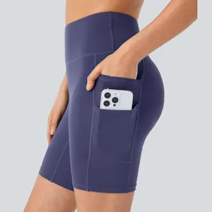 Halara Softlyzero High Waisted Double Pockets Yoga Biker Shorts 7''-UPF50+