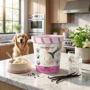 Flavored Dog Ice Cream Mix | Puppy Scoops Dog Ice Cream Mix (Vanilla Flavor), 4.65 oz - Just Add Water and Freeze at Home, Powder Mix with Ice Cream Cup and Reusable Lid - Made in USA
