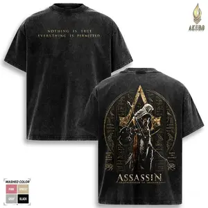 Assassin's Creed Origins Bayek Graphic Tee, Ancient Egypt Gaming Shirt, Oversized Soft Cotton T Shirt, Vintage Washed Video Game Streetwear, Menswear Top