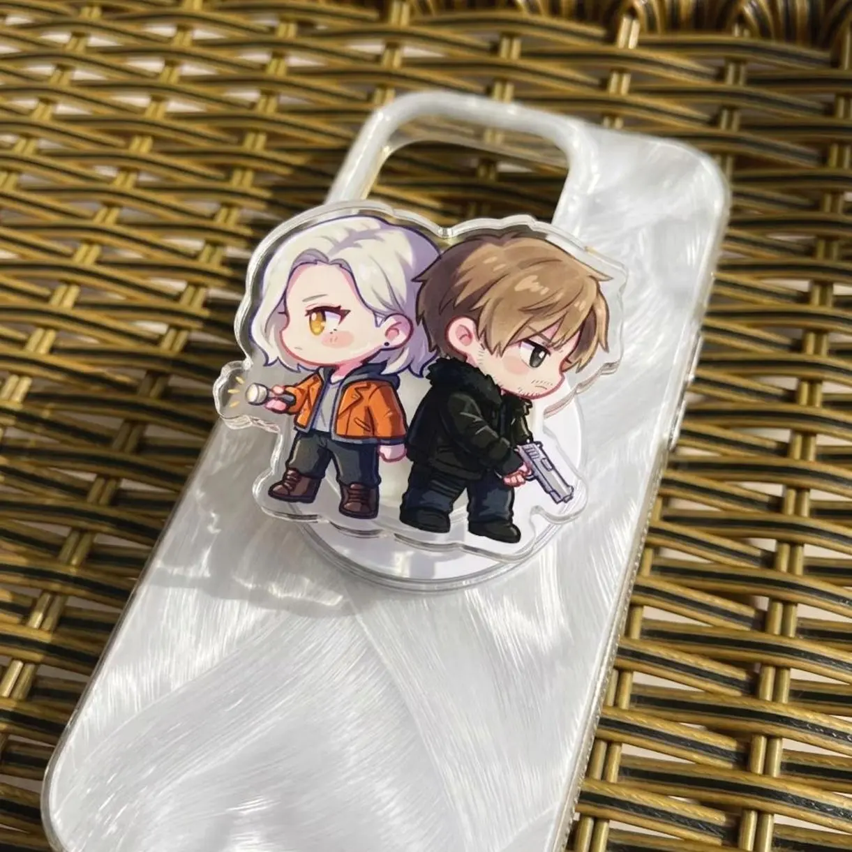 Leon Grace Acrylic Magsafe Phone Grip Charm, Resident Evil 9 Phone Grip