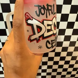 17 ox glass frosted mug with lid and straw. Uvdtf printer made by me Roze in Minneapolis applie Drinkware handwash  Coffee