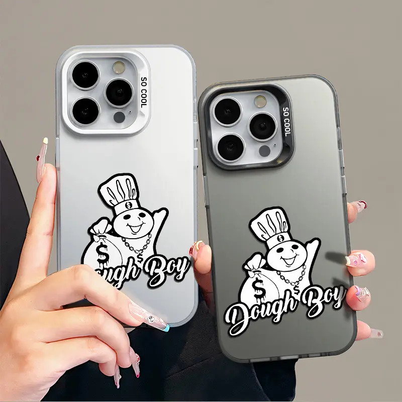 Dough Boy Aesthetic Pattern TPU Cellphone Cover for iPhone 17,16,15,14,13,12,11,X,XS,Pro,Plus,Max - Silver Shockproof Anti-Drop Protective Phone Case, Smartphone Accessory